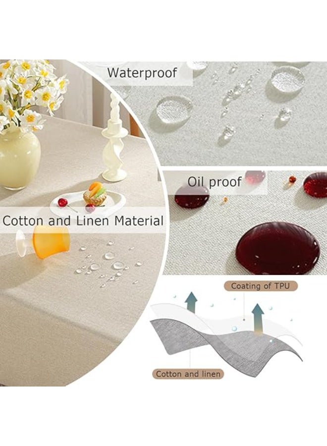 Arabest Waterproof Tablecloth,Stain-Resistant Linen Tablecloth,Rectangular Table Cover for Home, Restaurant, Kitchen, Hotel, Cafe (Off-white, 140 * 260CM) (Off-white) - Image 3